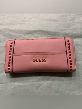 GUESS Pink Wallet with Rose Gold Stud Details